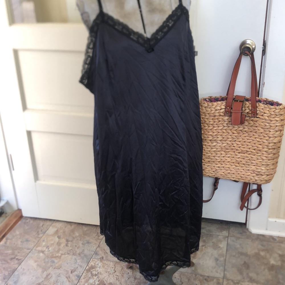Vintage Velrose Made In USA Plus Size Black Slip Dress Size 50